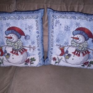 Needlepoint Snowman Christmas Winter Holiday Pillows